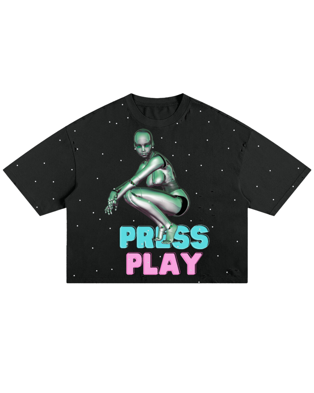 Press Play Frayed Boxy Tee