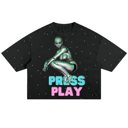 Press Play Frayed Boxy Tee