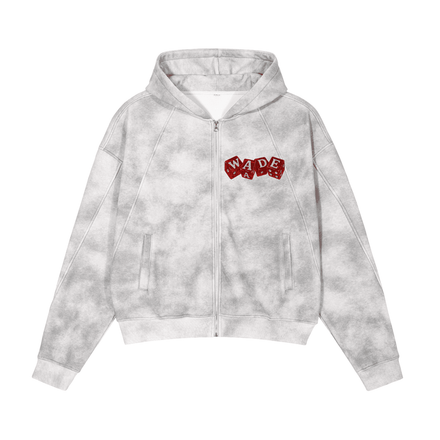 Dirty Washed Zip-Up Fleece Hoodie