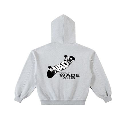 Wade Boxy Zip Hoodie (White)