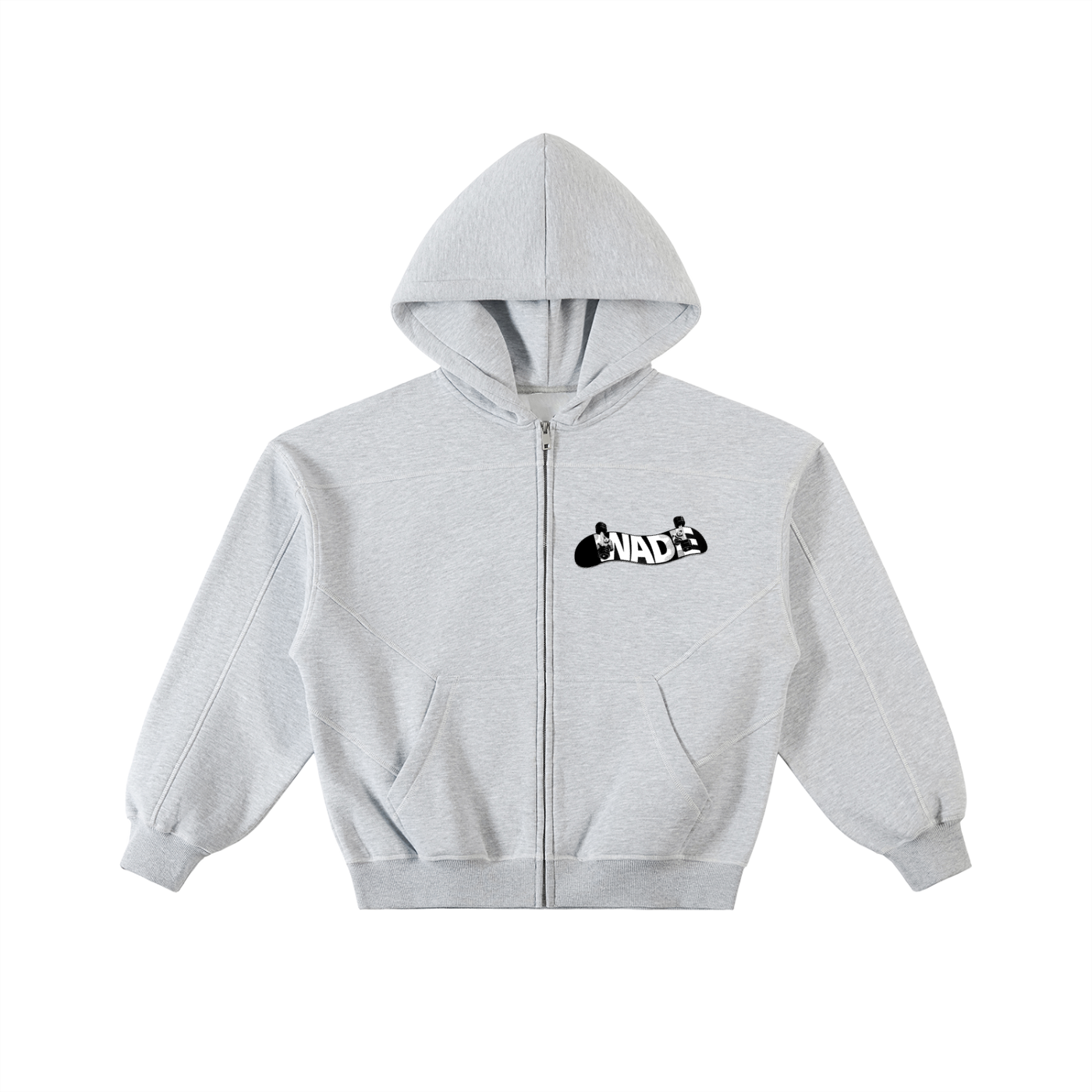 Wade Boxy Zip Hoodie (White)