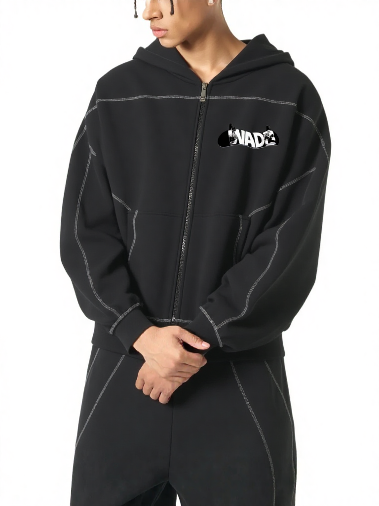Wade Boxy Zip Hoodie (Black)