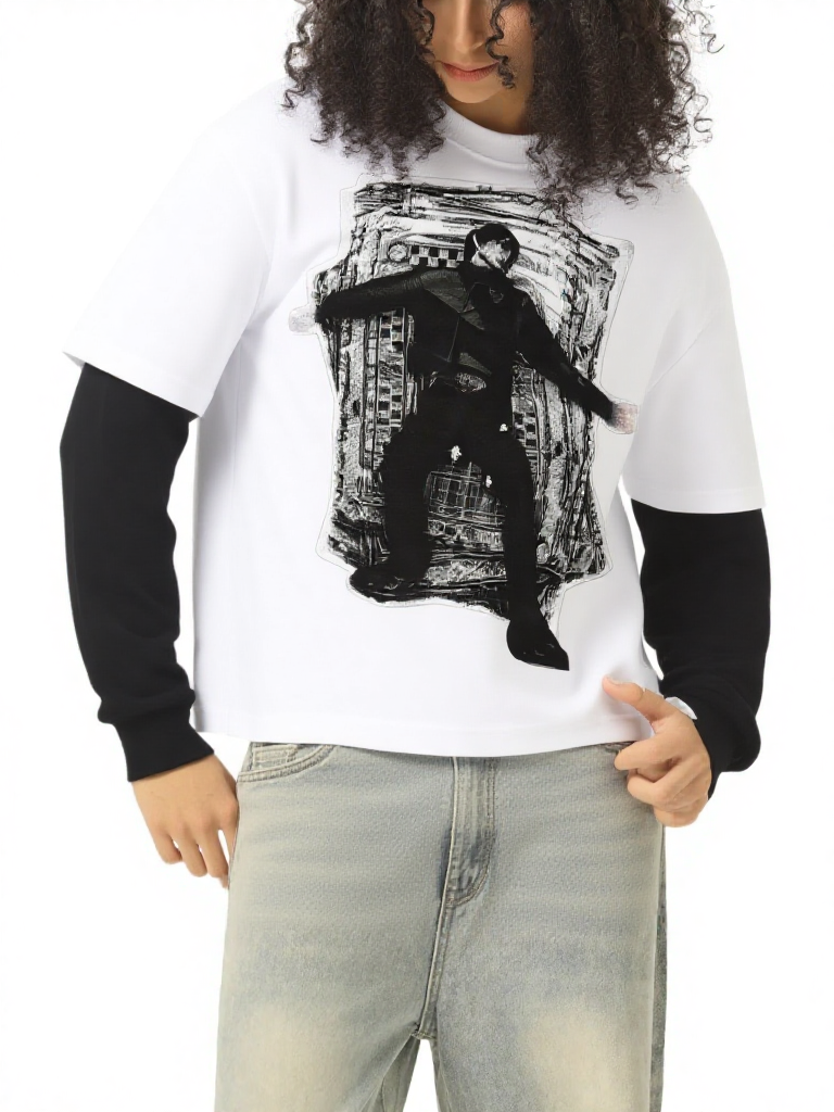 WD Layered Sleeve Cotton T-Shirt