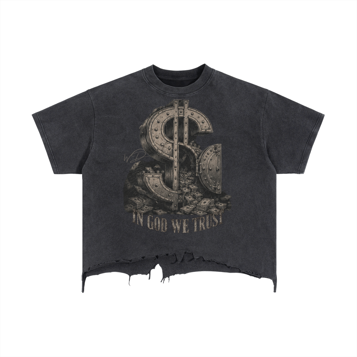 Asake Vintage Wash Boxy Distressed Hem T-Shirt