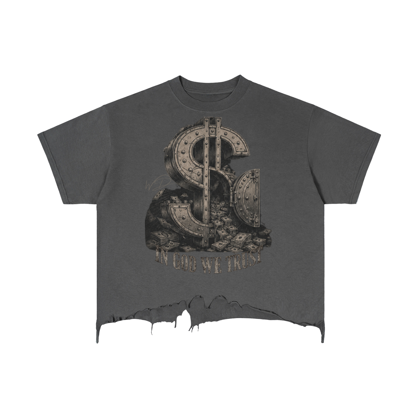 Asake Vintage Wash Boxy Distressed Hem T-Shirt