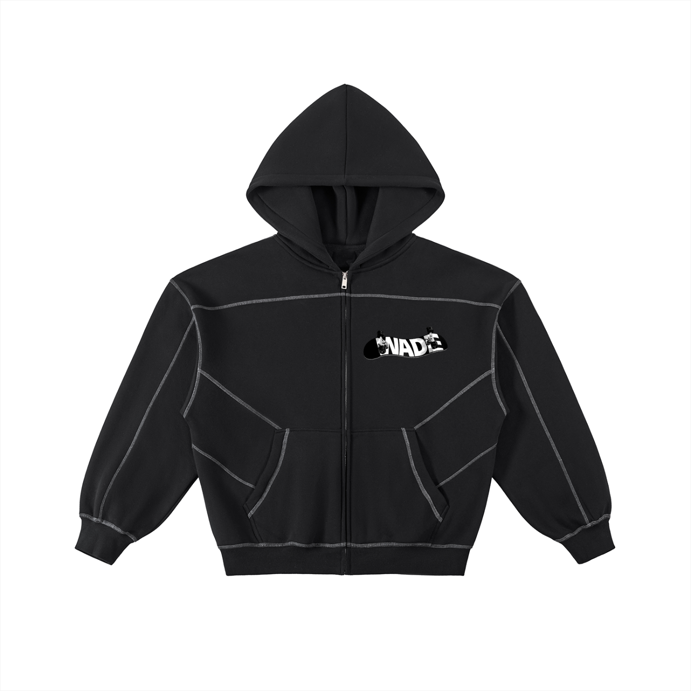 Wade Boxy Zip Hoodie (Black)