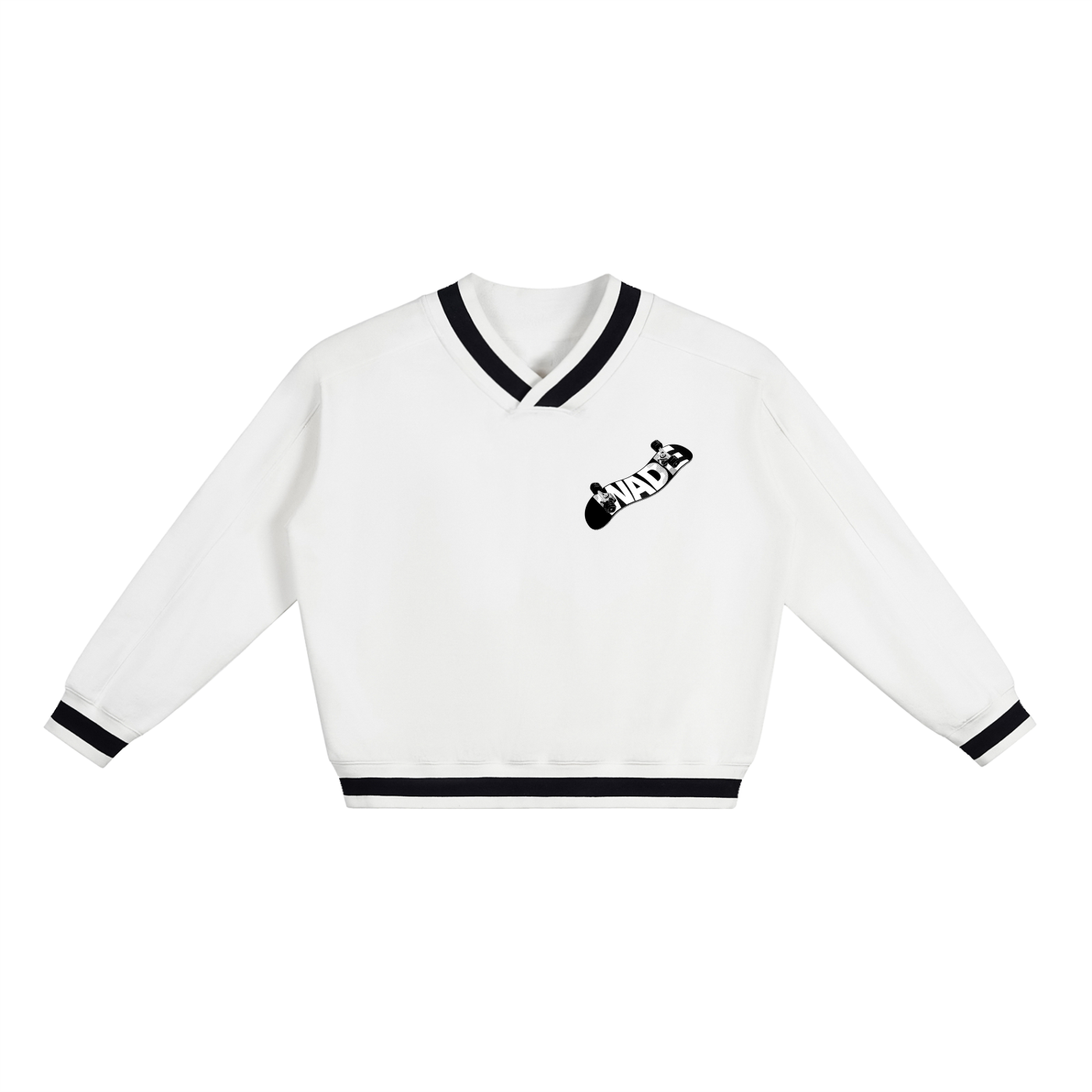 Wade V-Neck Contrast Collar Boxy Sweatshirt