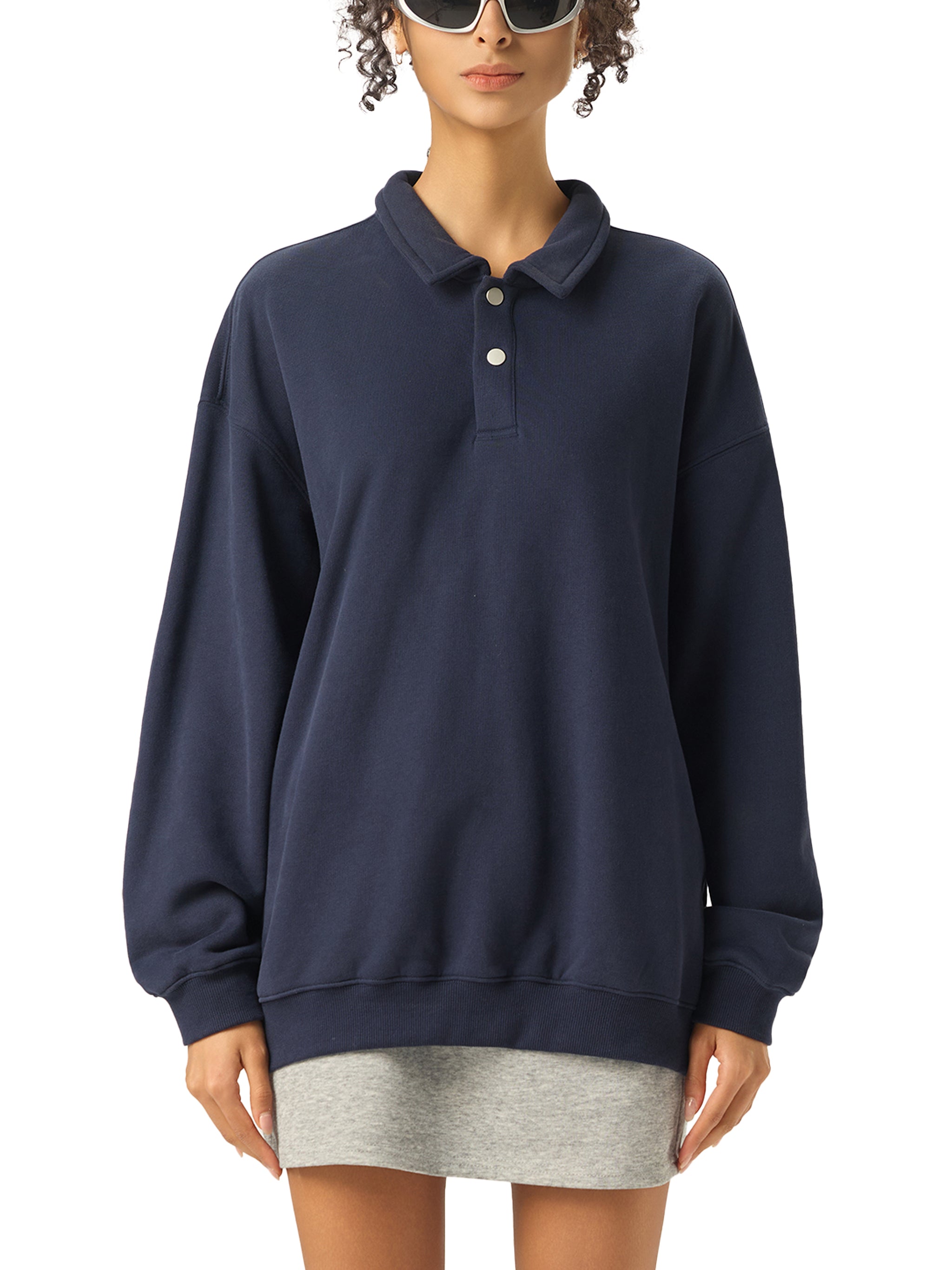 Wade Polo-Collar Sweatshirt (White)