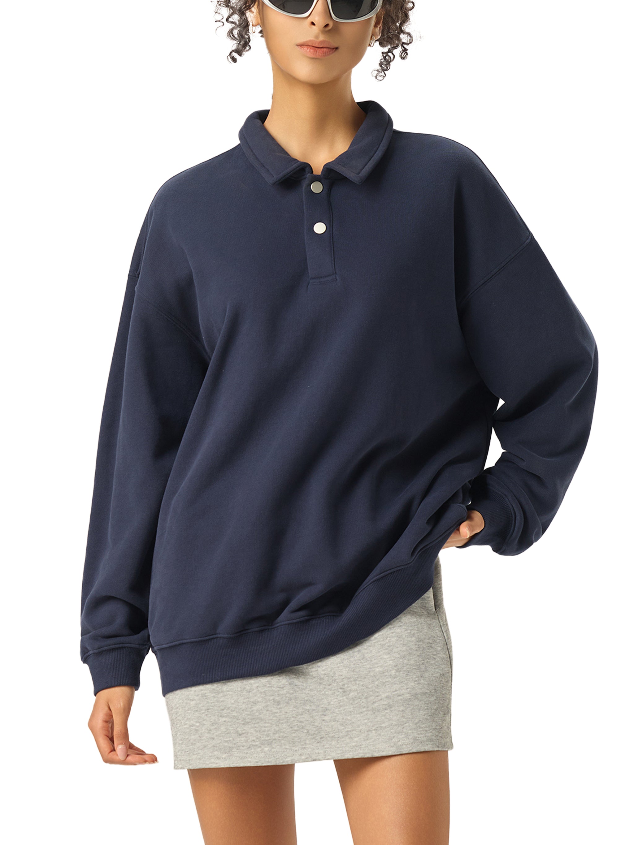 Wade Polo-Collar Sweatshirt (Black)