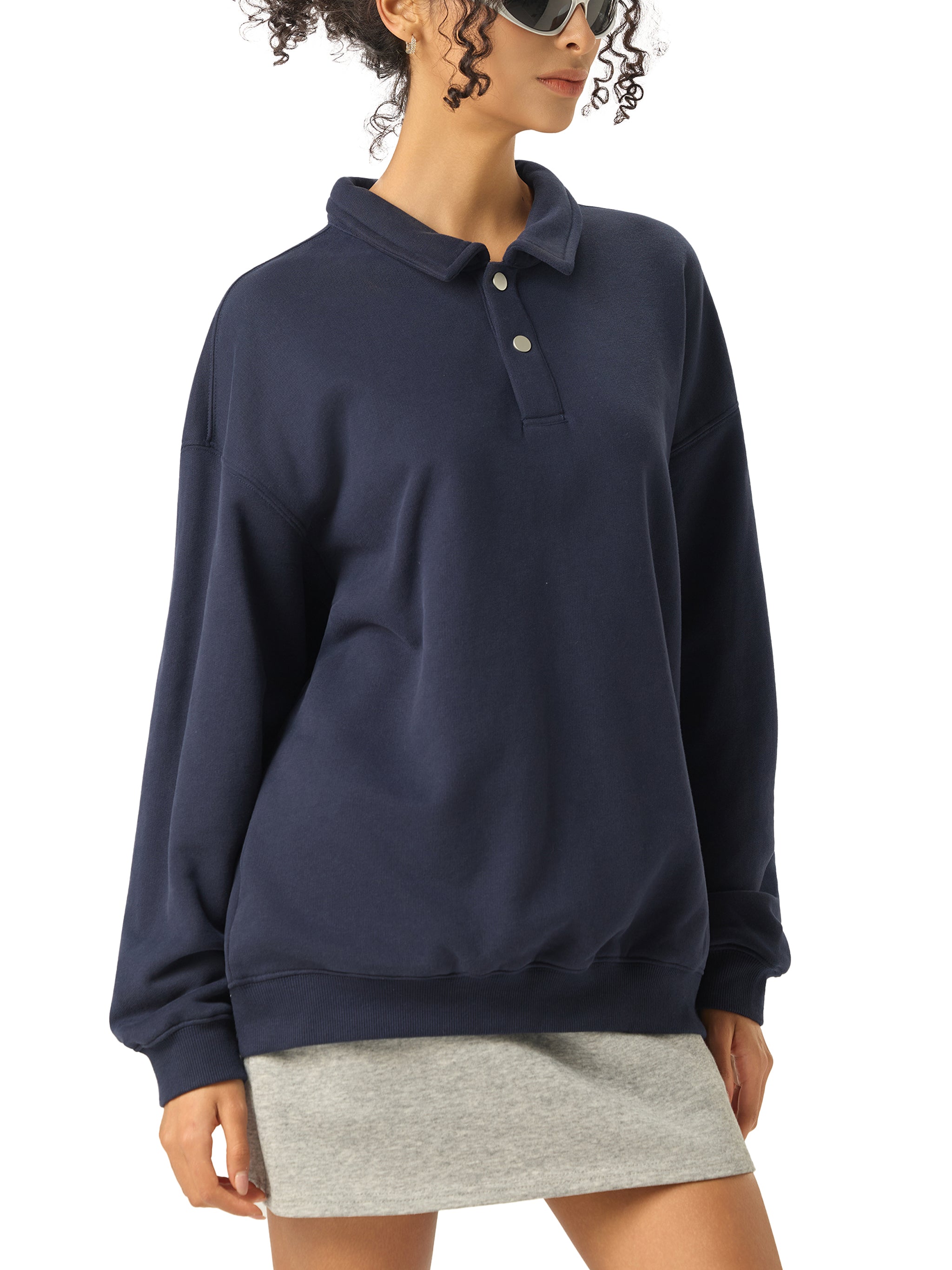 Wade Polo-Collar Sweatshirt (White)