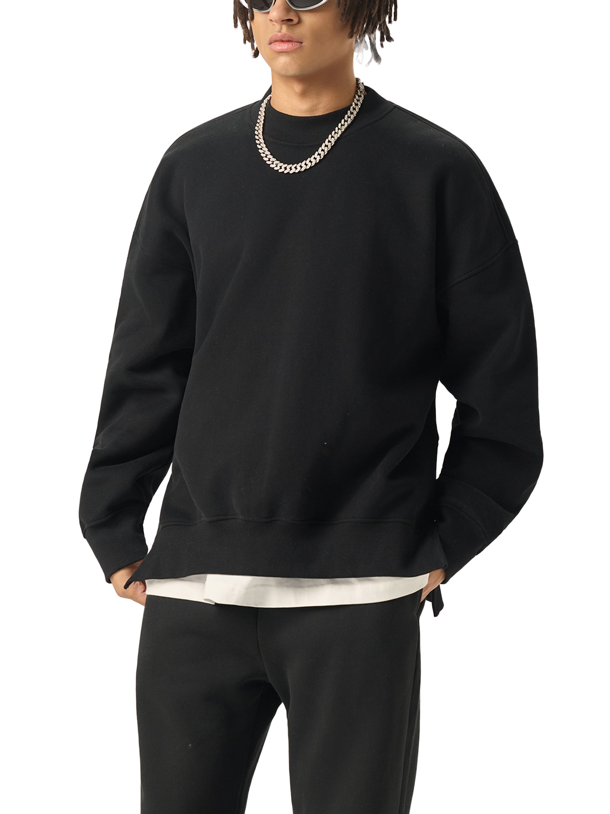 Wade Side Slit Crewneck Sweatshirt