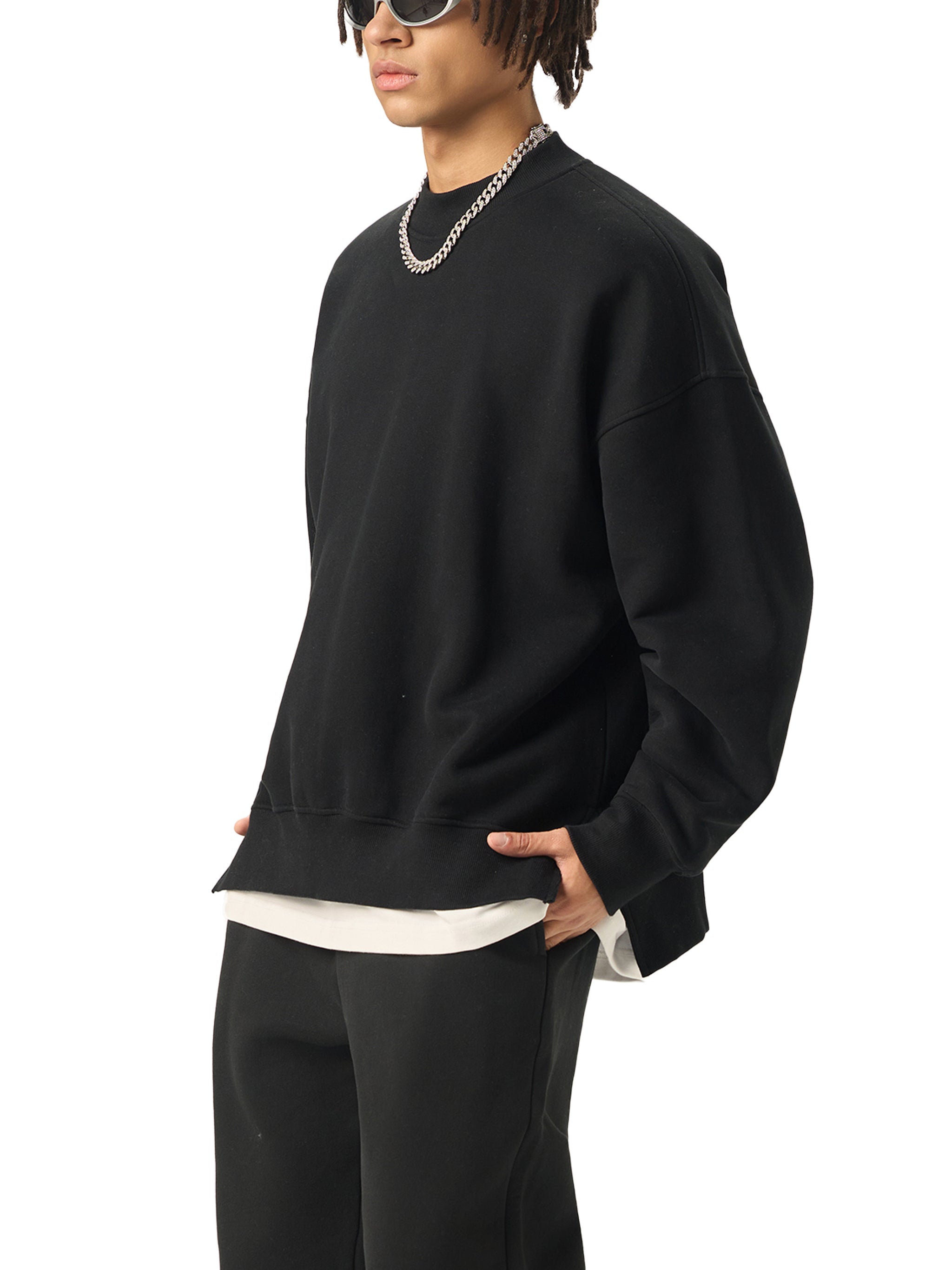 Wade Side Slit Crewneck Sweatshirt