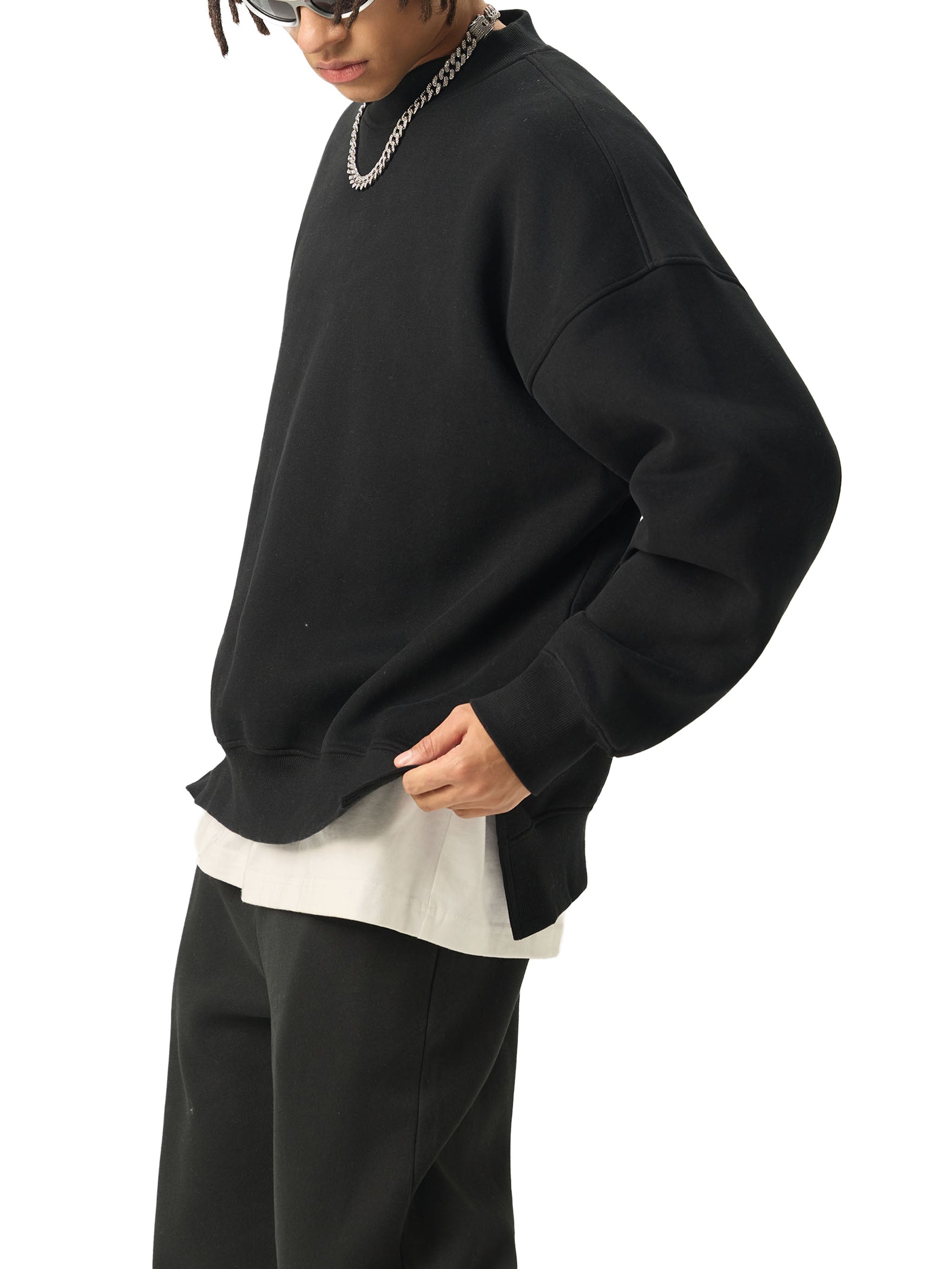 Wade Side Slit Crewneck Sweatshirt