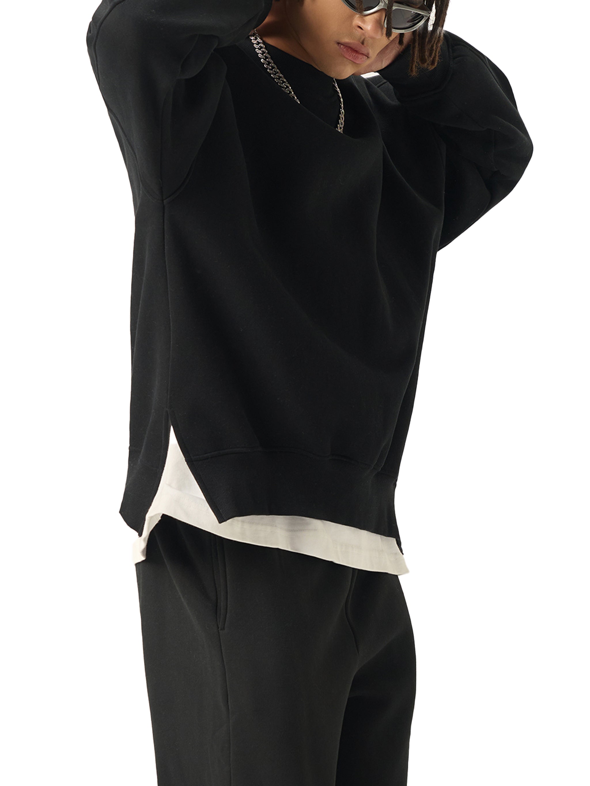 Wade Side Slit Crewneck Sweatshirt