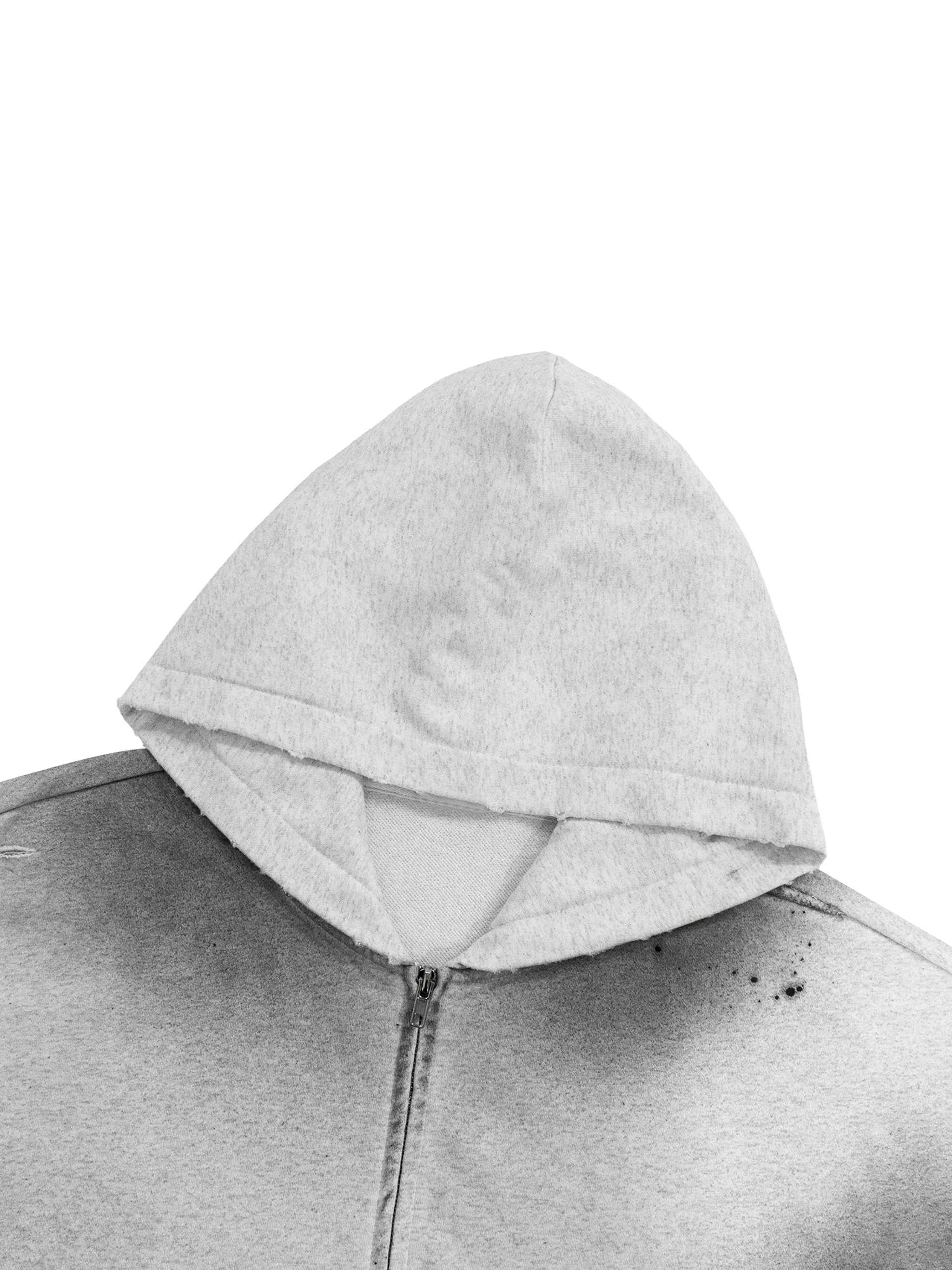 Raw Edge Zip Wade Sun-Fade Frayed Hoodie