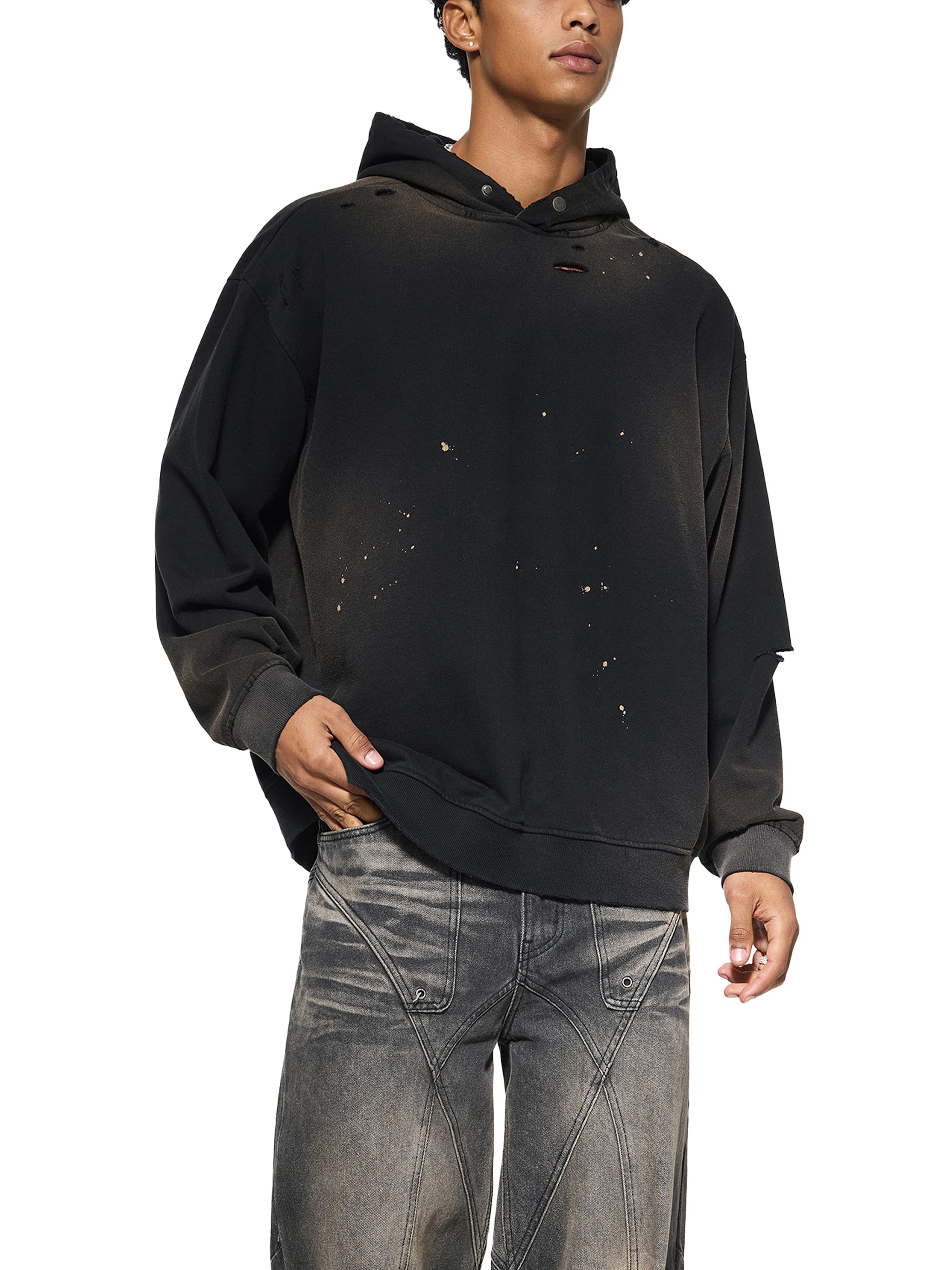 Wade Sun-Fade Frayed Hoodie